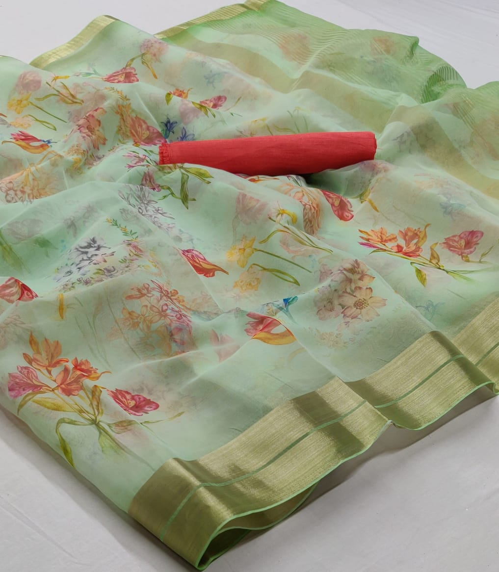 Rajyog Organza Latest Designer Casual Wear Silk Soft Weaving Saree Collection